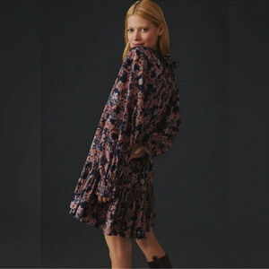 Anthropologie Sundry Oceana Floral Boho Mini Dress Size 2 US Medium